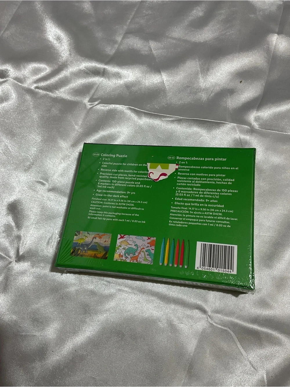 Crelando Green Dinosaur Coloring Puzzle – 2-in-1 Kids Puzzle